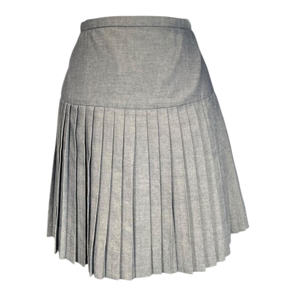 J.Crew Chambray Pleated Skirt Size 2 | Blue Jean Classic A-Line Cotton Blend